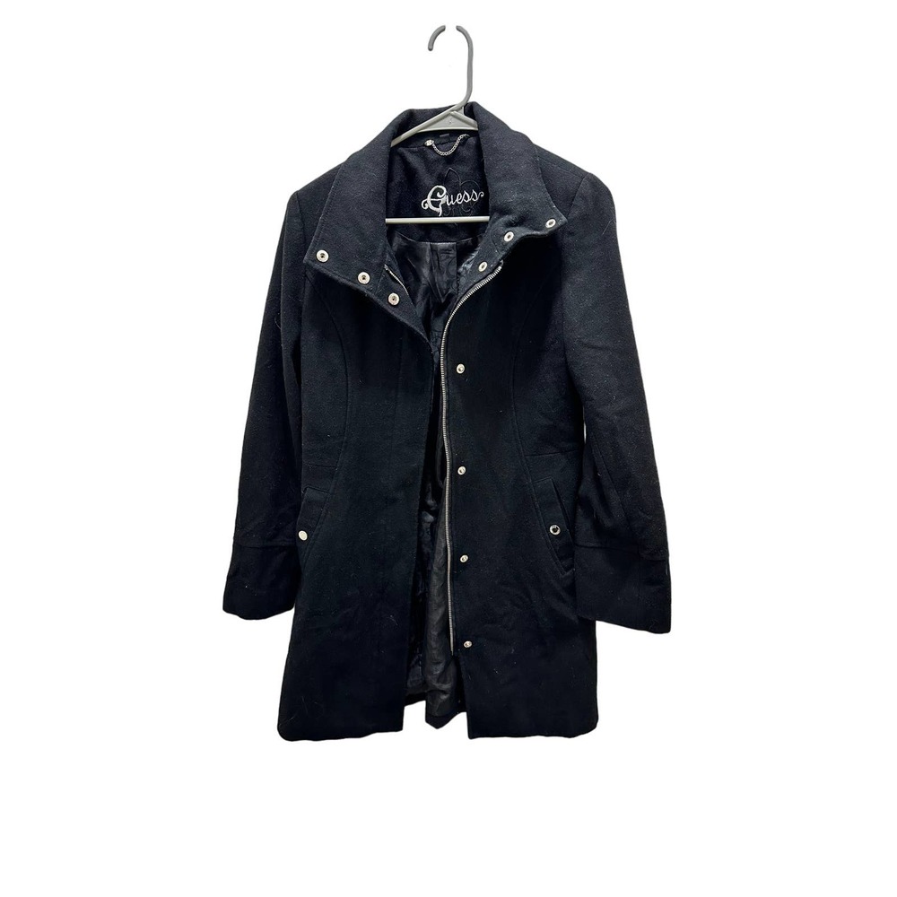 Women's Guess Black Wool Pea Coat sz Medium